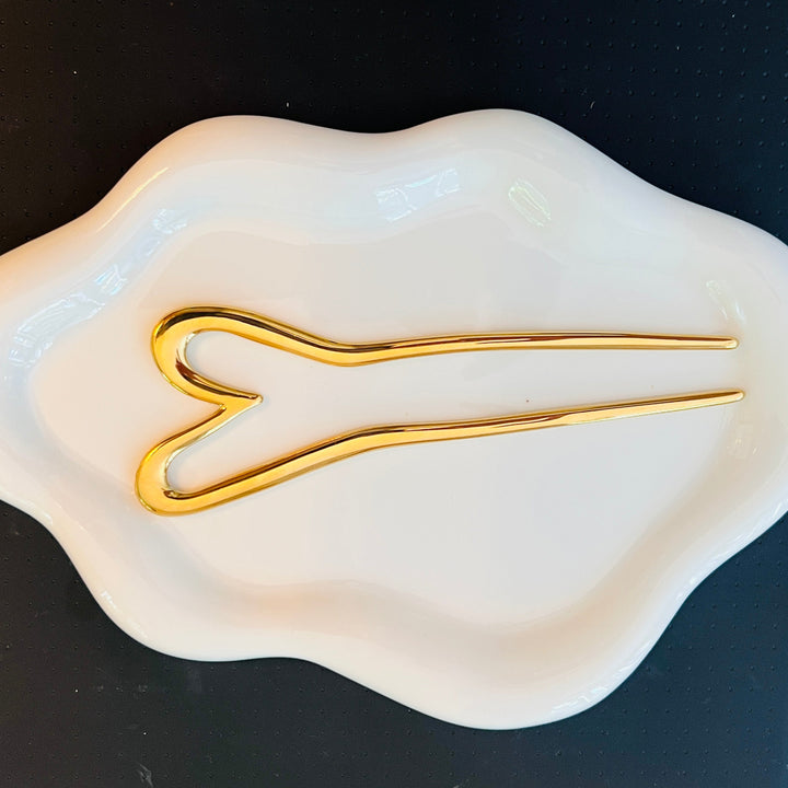 Goldene Haarnadel „Herzstück“ – 18K vergoldet