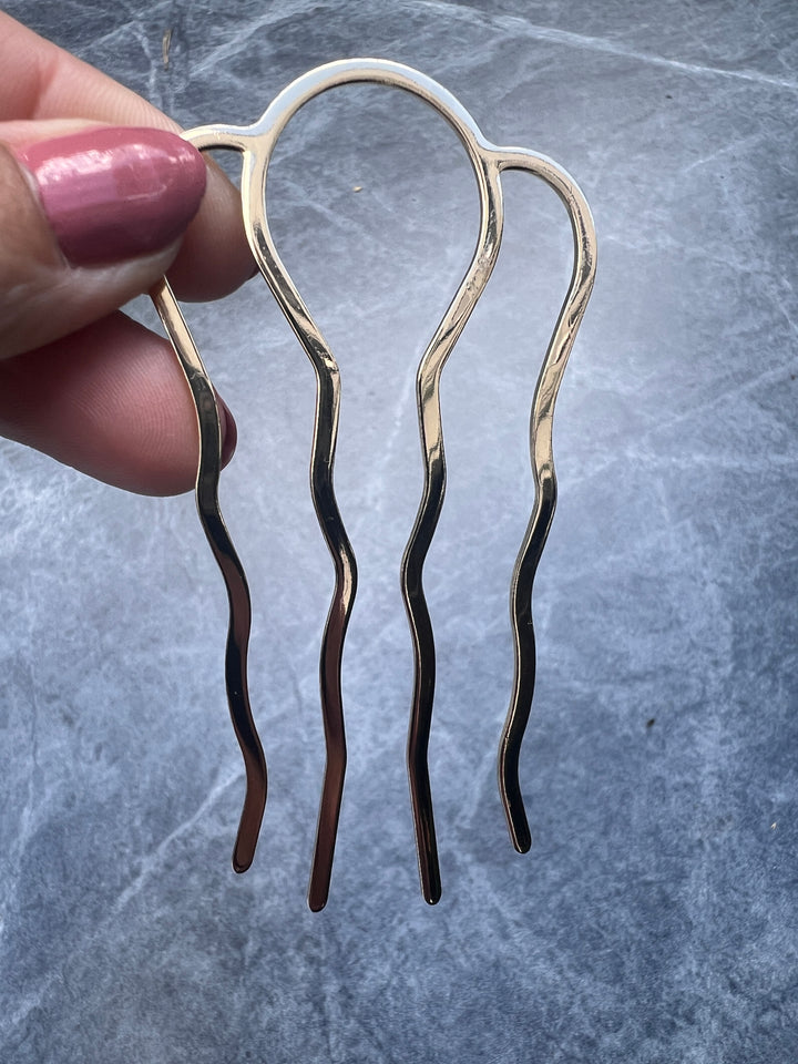 Wellen-Glow Haarnadel – 14K (2er-Set)