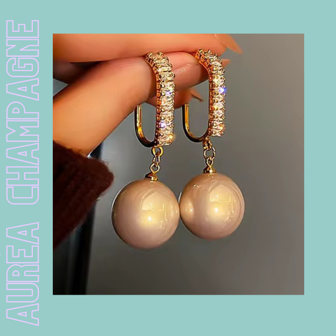 AURÉA Champagne – Zarte Ohrringe mit champagnerfarbener Perle und Zirkonia von TREND Kollektiv