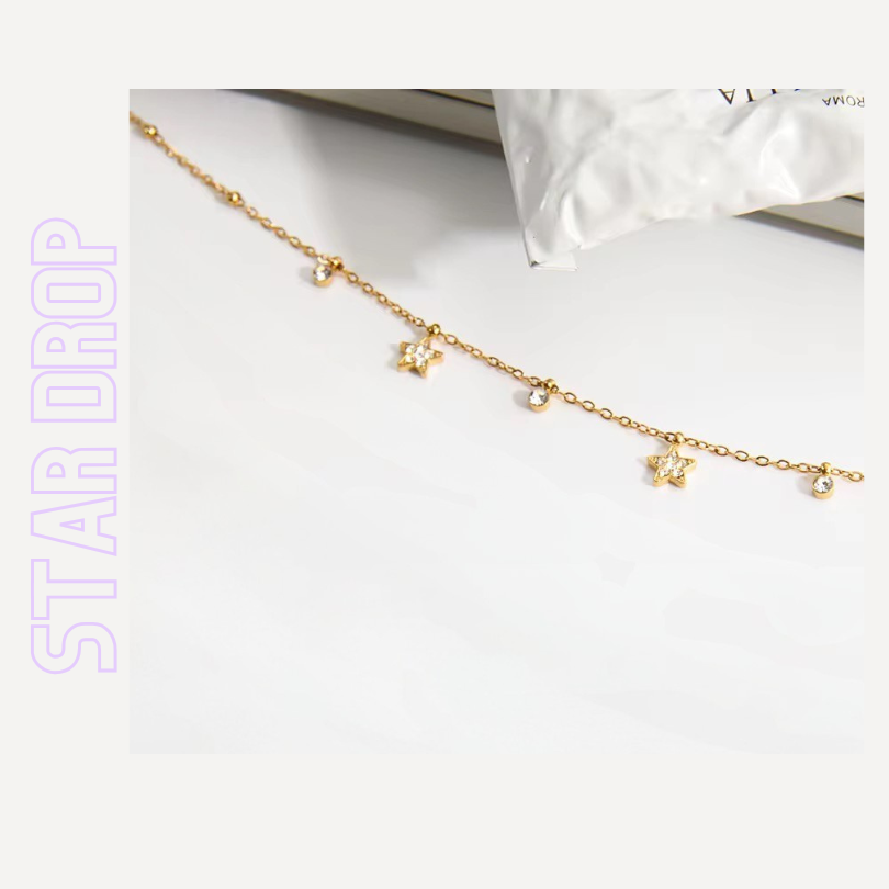 Vergoldete Kette mit kleinen Sternanhängern und Zirkonia – 18k gold, 40 + 5 cm von tREND Kollektiv