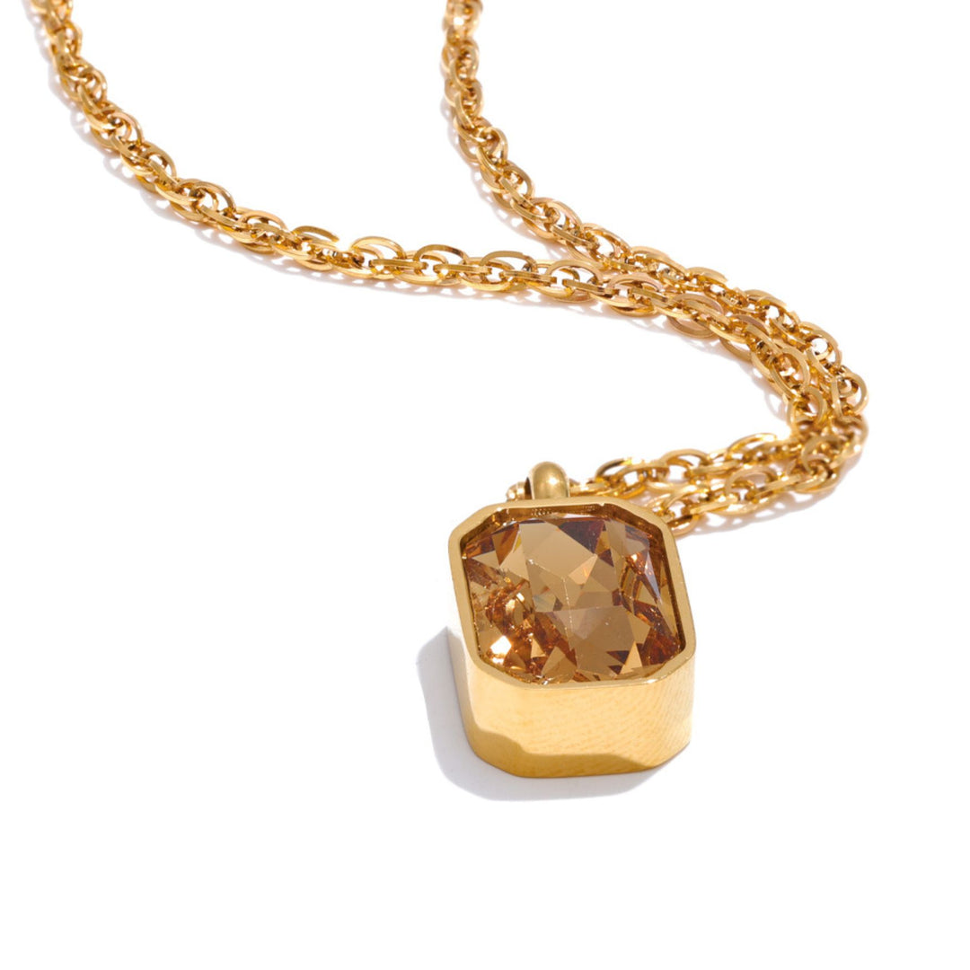 AMBER LIGHT Kette in Gold mit facettiertem Zirkonia in Champagnerton