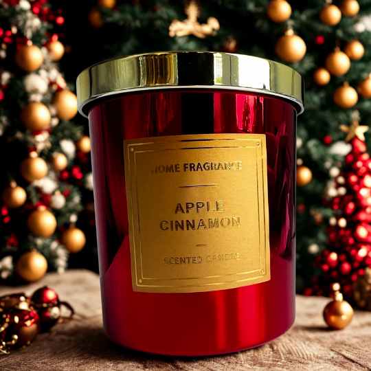 Goldene Duftkerze im Glas mit Apfel-Zimt-Aroma – TREND Kollektiv