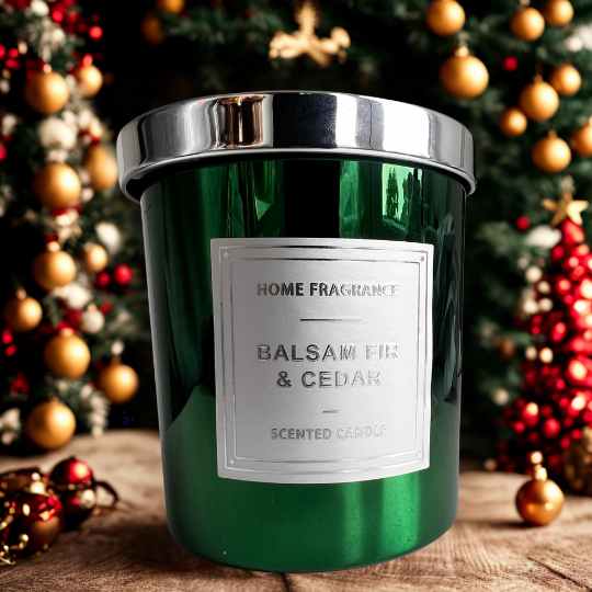 Grüne Duftkerze mit Balsam Fir & Cedar im Glas – TREND Kollektiv
