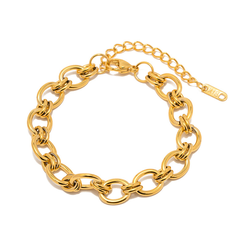 LINKED LUXE 18k Chain Armband aus vergoldetem Edelstahl in Gold mit Gliederdesign – TREND Kollektiv