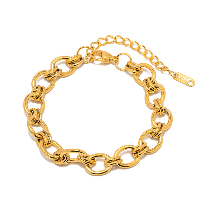 LINKED LUXE 18k Chain Armband aus vergoldetem Edelstahl in Gold mit Gliederdesign – TREND Kollektiv
