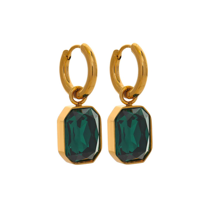 MILA GEM Drops in Gold mit facettiertem Zirkonia in Smaragdgrün