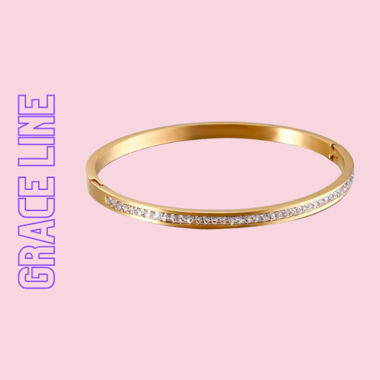 Grace Line Armreif vergoldet mit klaren Zirkonia – elegantes Schmuckstück von TREND Kollektiv