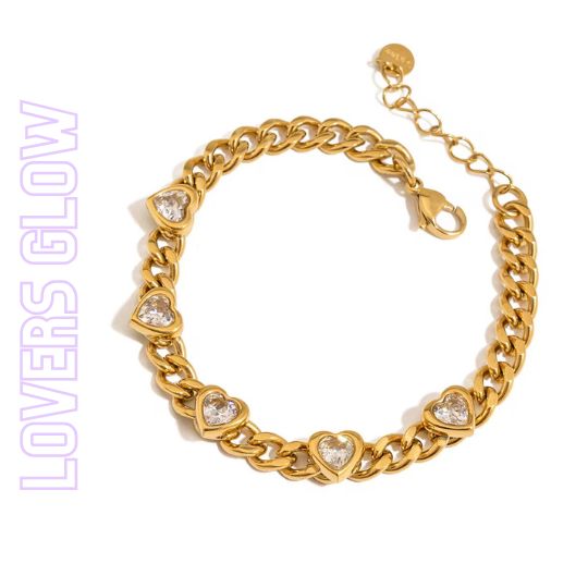 Goldenes Armband mit mehreren Zirkonia-Herzen – TREND Kollektiv