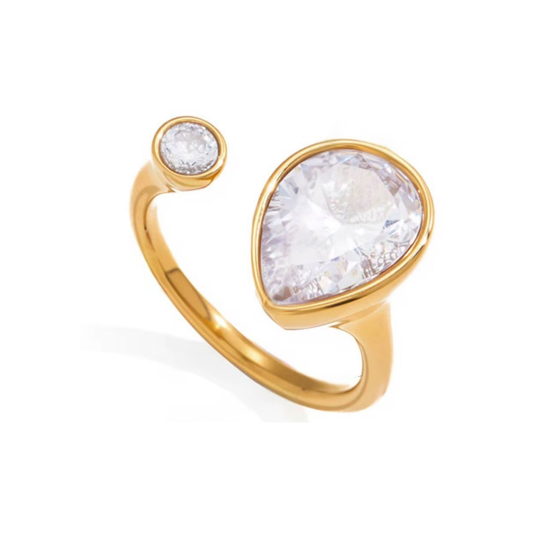 LUCENTA Crystal Ring mit zwei funkelnden Zirkonia-Steinen in Gold und Silber von TREND Kollektiv
