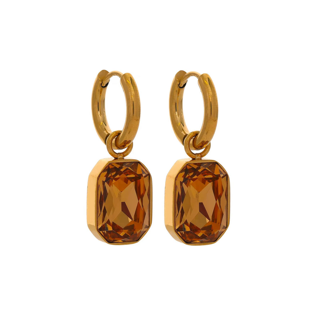 MILA GEM Drops in Gold mit facettiertem Zirkonia in Champagnerton