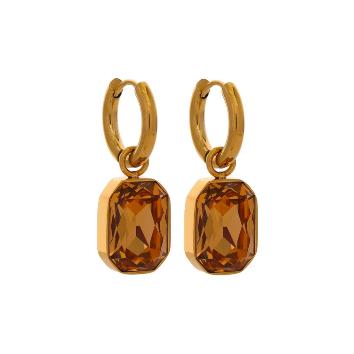 MILA GEM Drops in Gold mit facettiertem Zirkonia in Champagnerton