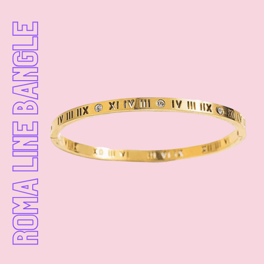 Vergoldeter Roma Line Armreif mit römischen Ziffern und Zirkonia – TREND Kollektiv