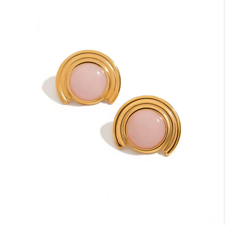 Vergoldete ROSA LUNA Ohrringe mit roséfarbenem Detail von TREND Kollektiv