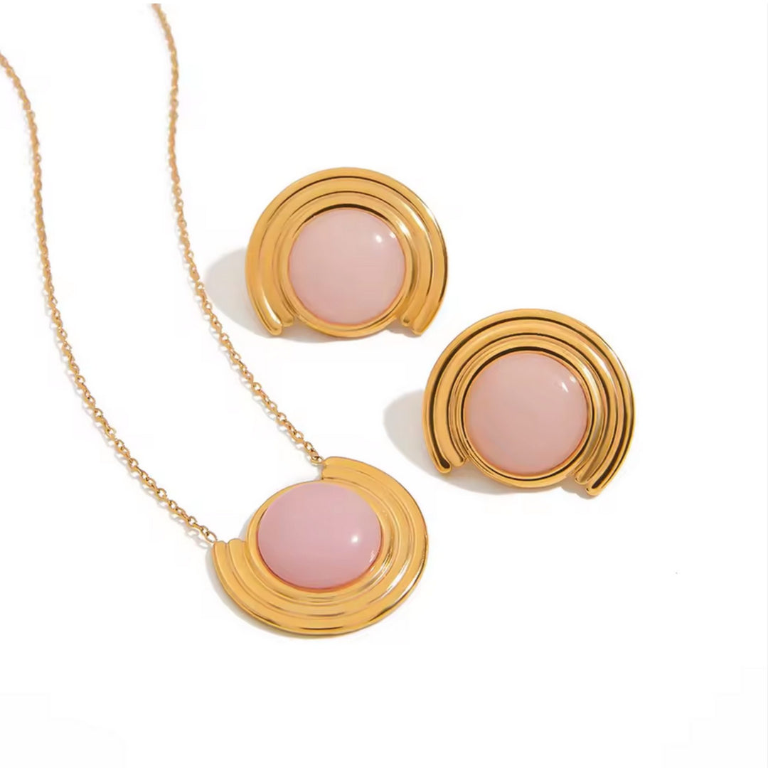 Vergoldetes ROSA LUNA Set mit Kette und Ohrringen von TREND Kollektiv