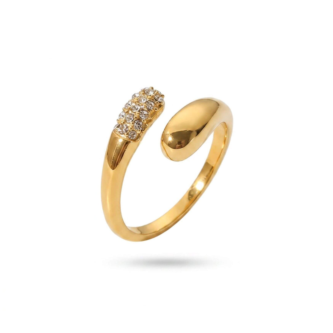 SPARKLE TOUCH Ring in Goldoptik mit offenem Design und funkelnden Zirkonia-Details