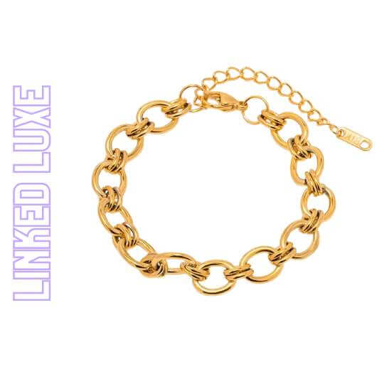 LINKED LUXE 18k Chain Armband aus vergoldetem Edelstahl in Gold mit Gliederdesign – TREND Kollektiv