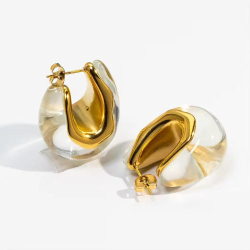 Vergoldete Edelstahl-Hoops mit transparentem Finish – Crystal Flow Hoops