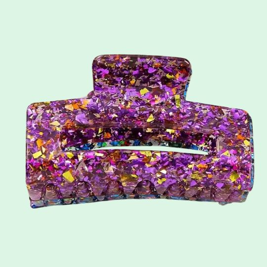 Lila Glitzer Haarclip Galaxy Crush von TREND Kollektiv – 8 cm, funkelnder Look